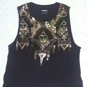 Express black sequin top size Small Petite